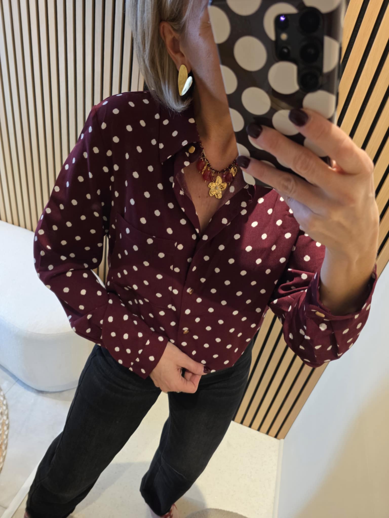 Chemisier Pois - Bordeaux – Image 3