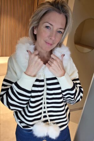 Pull rayé Daniela - Écru/Noir