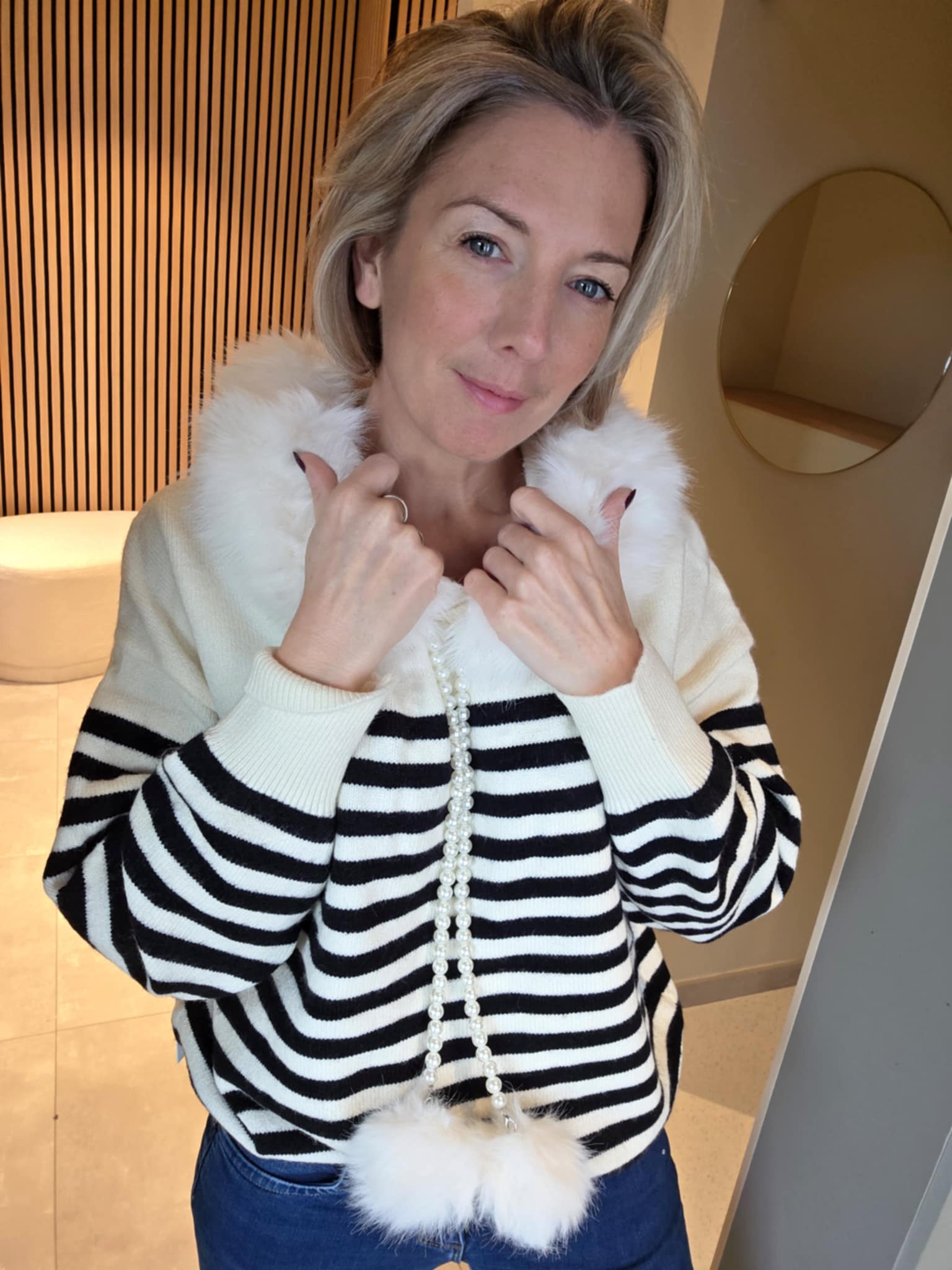 Pull rayé Daniela - Écru/Noir