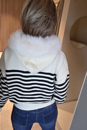 Pull rayé Daniela - Écru/Noir