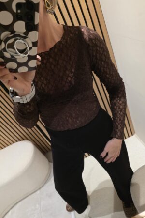 Sous-pull dentelle - Marron