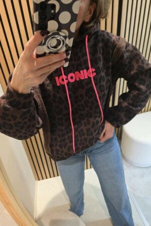 Sweat capuche Iconic - Marron léopard