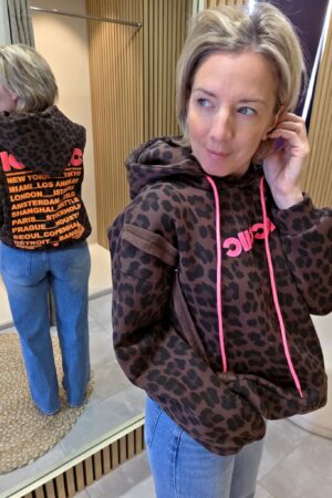 Sweat capuche Iconic - Marron léopard