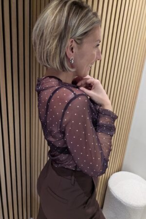 Blouse voile petits pois - Marron