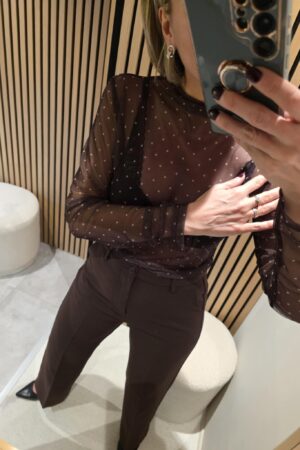 Blouse voile petits pois - Marron