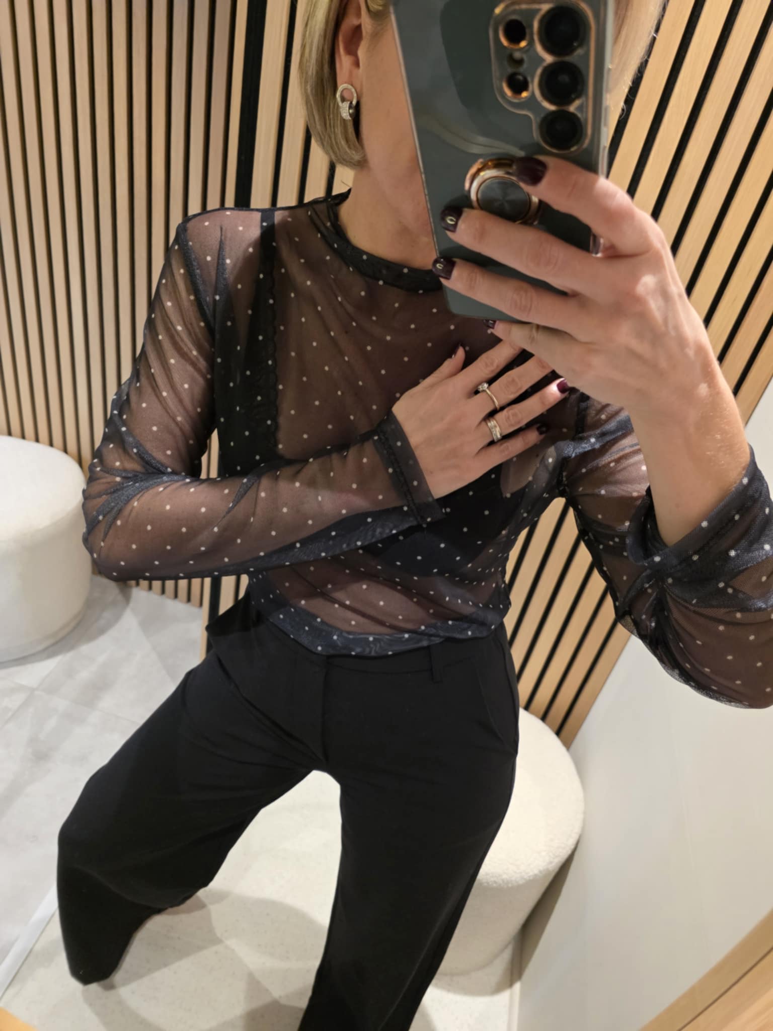 Blouse voile petits pois - Noir