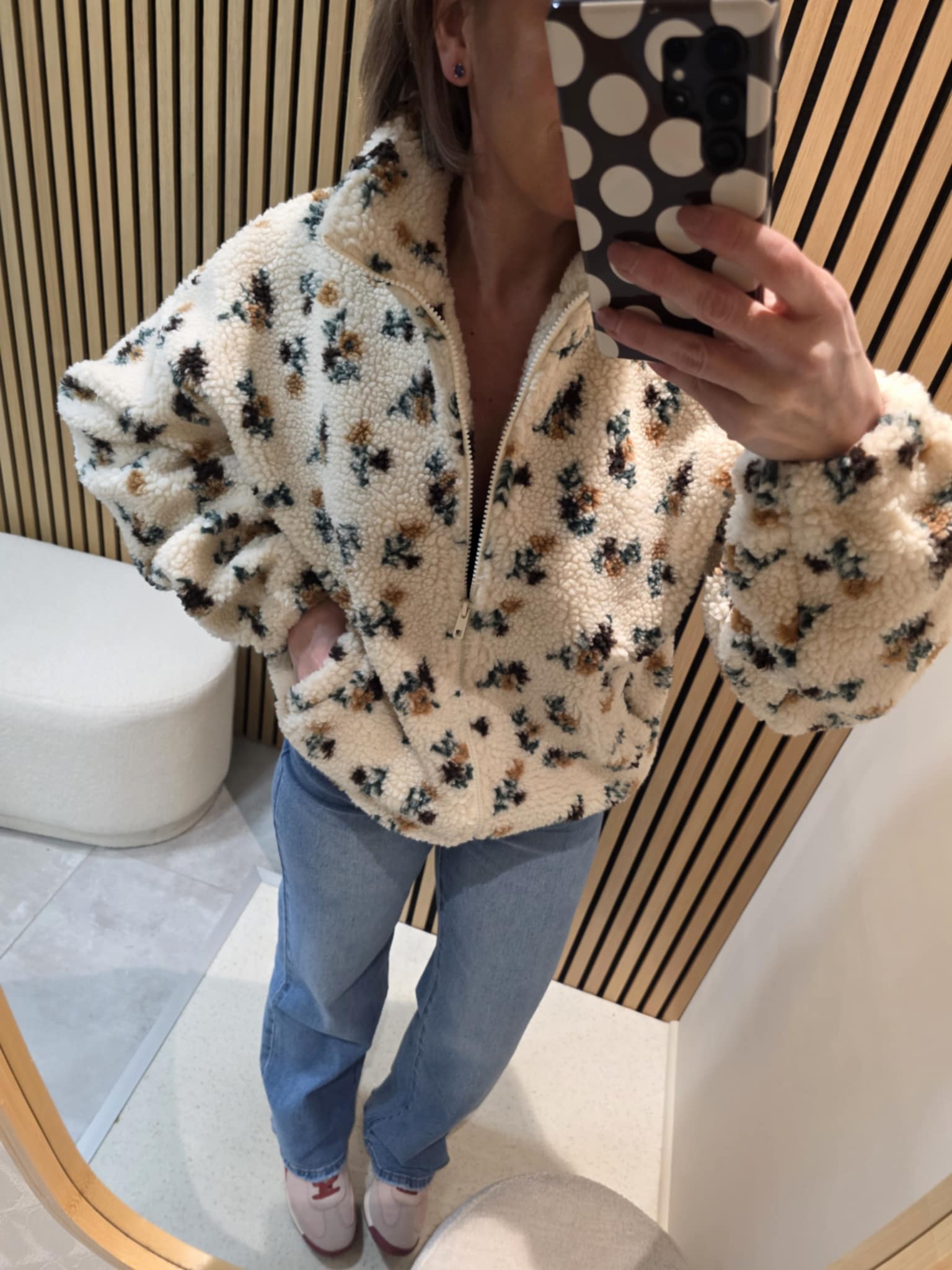 GILET Polar Zippé - Écru fleuri