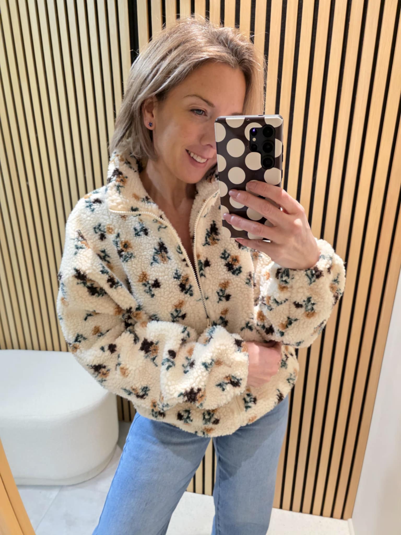 GILET Polar Zippé - Écru fleuri – Image 2