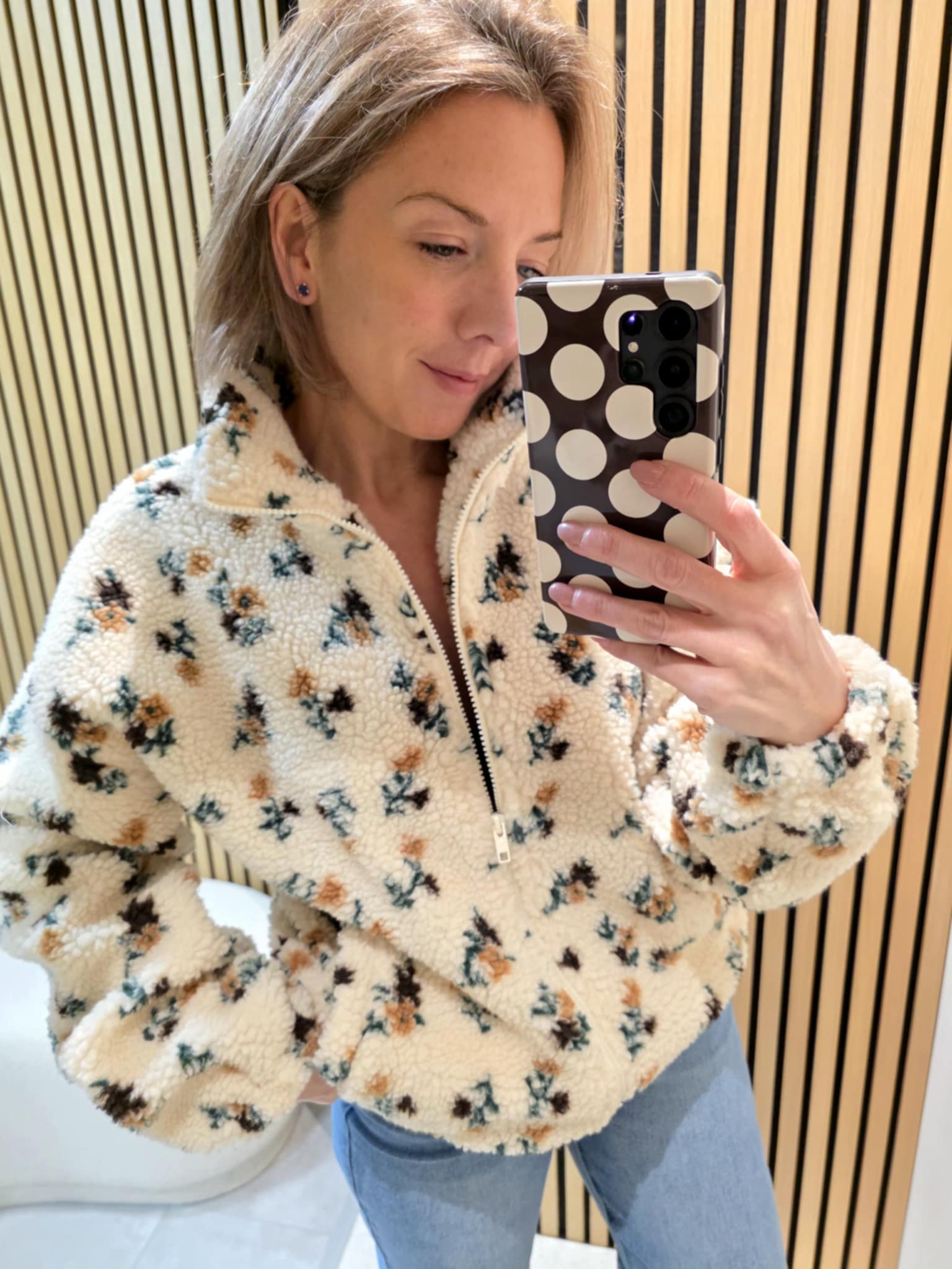 GILET Polar Zippé - Écru fleuri – Image 3