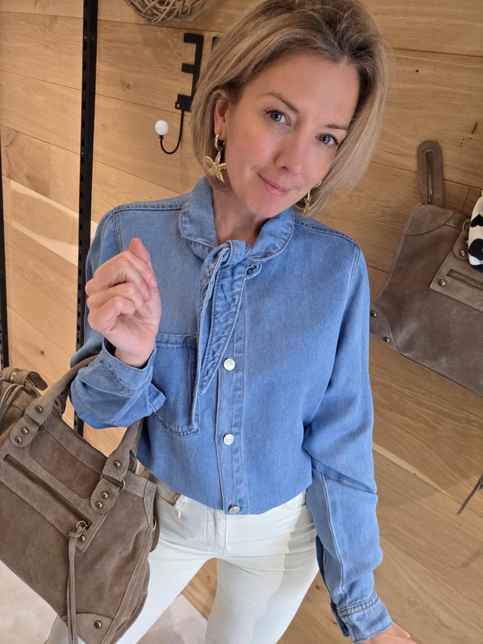 Chemise jeans avec noeud – Image 4
