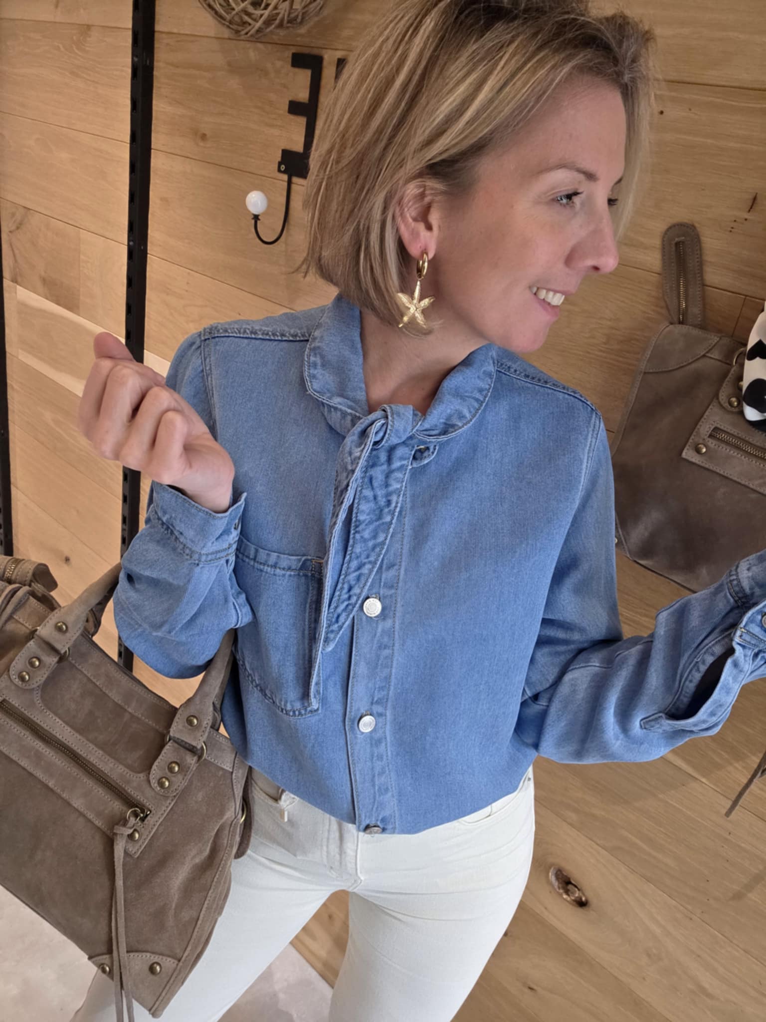 Chemise jeans avec noeud – Image 3