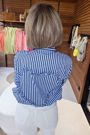 Chemisier ligné Nathéa - Bleu