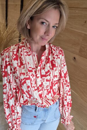 Chemisier Roberta - Rouge/écru