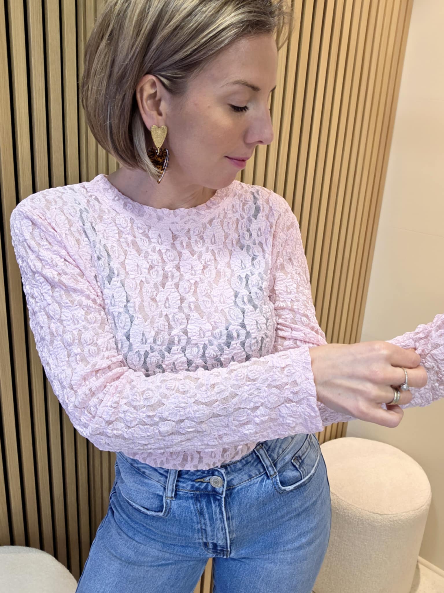 Sous-pull dentelle - Rose