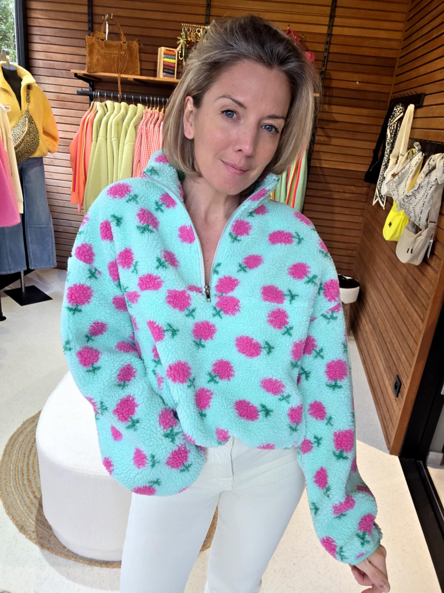 Sweat polaire - Turquoise&Fleurs – Image 3