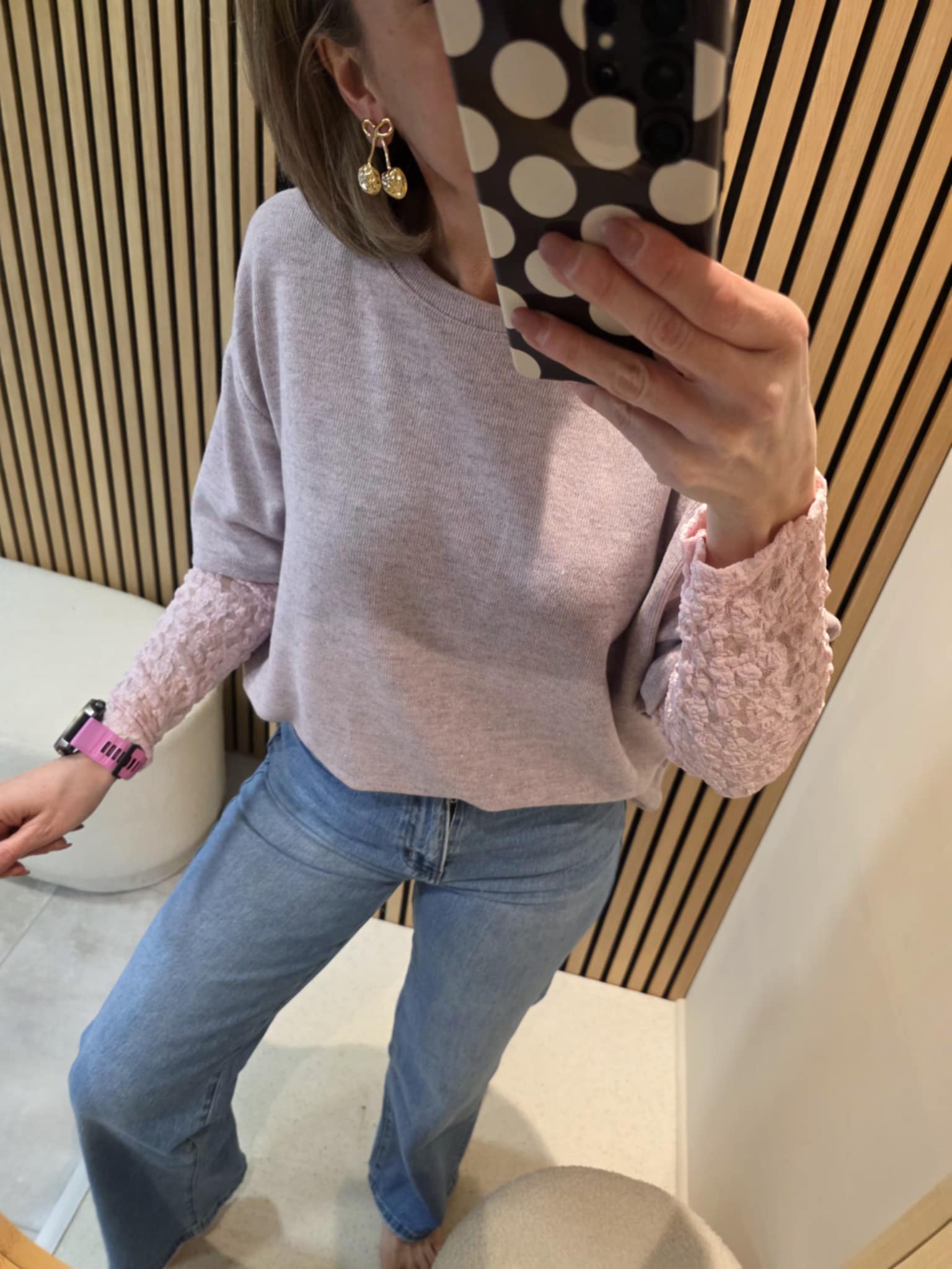 Pull 2en1 avec manches dentelle - Rose – Image 4