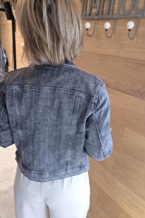 Veste en jean avec liseré - Gris foncé