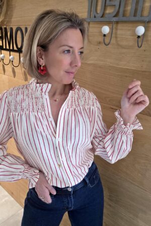 Chemisier ligné rouge