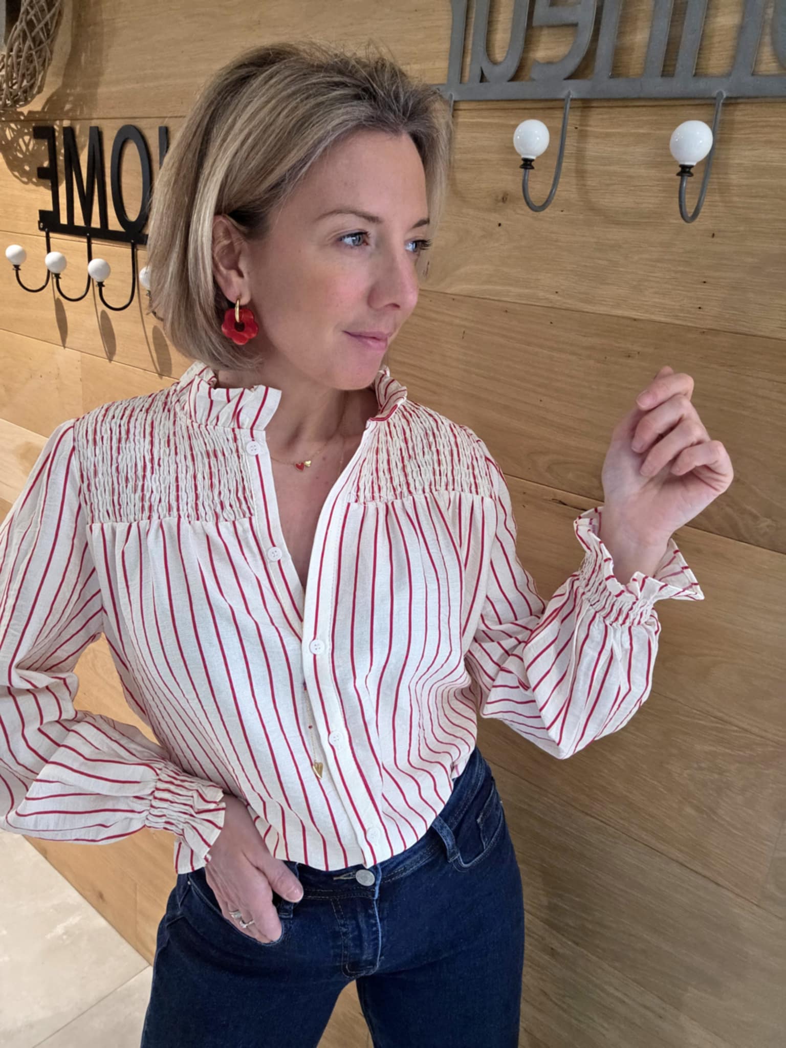 Chemisier ligné rouge