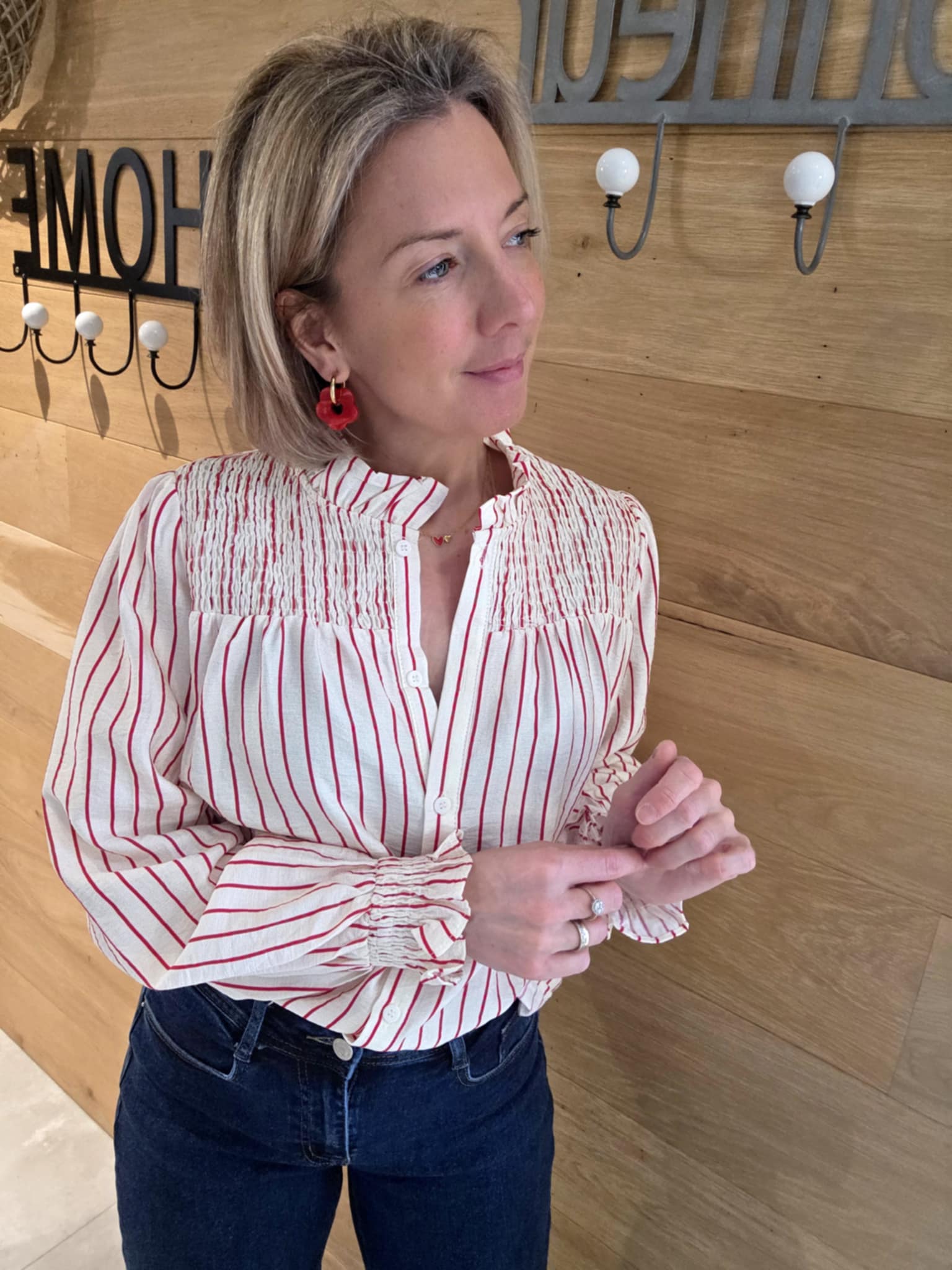 Chemisier ligné rouge – Image 2