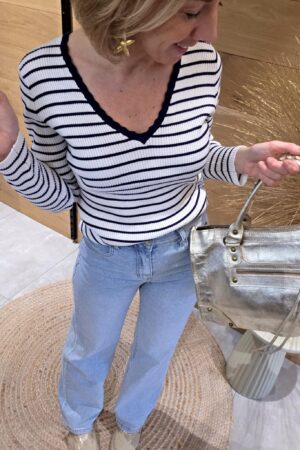 Pull Marinière - Blanc/Marine