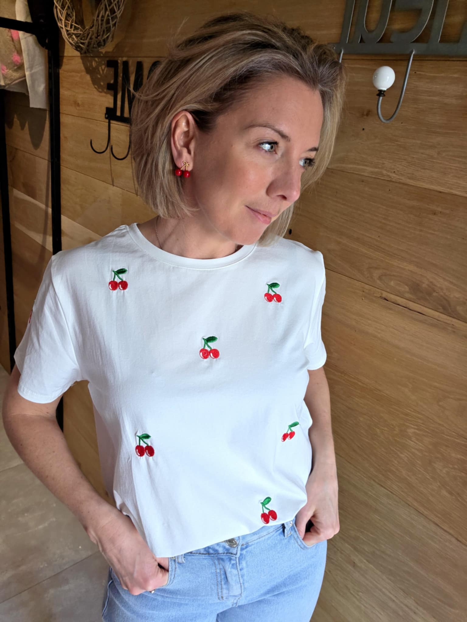 T-shirt Cerises - Blanc