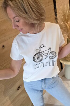 T-shirt Simple Life - Blanc