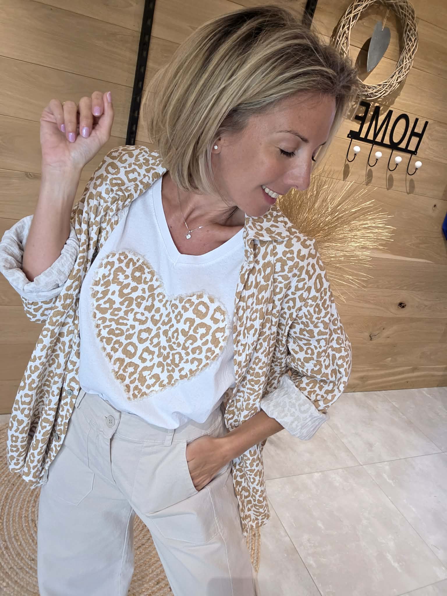 Chemise gaze de coton - Léopard Camel – Image 3