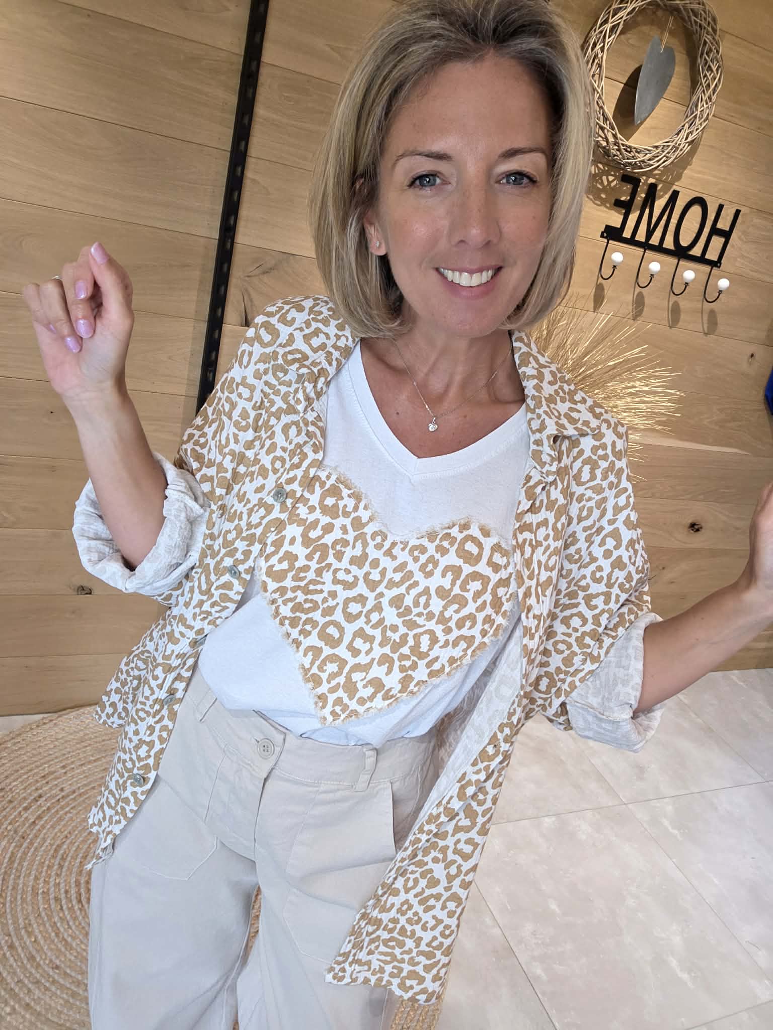 Chemise gaze de coton - Léopard Camel – Image 4