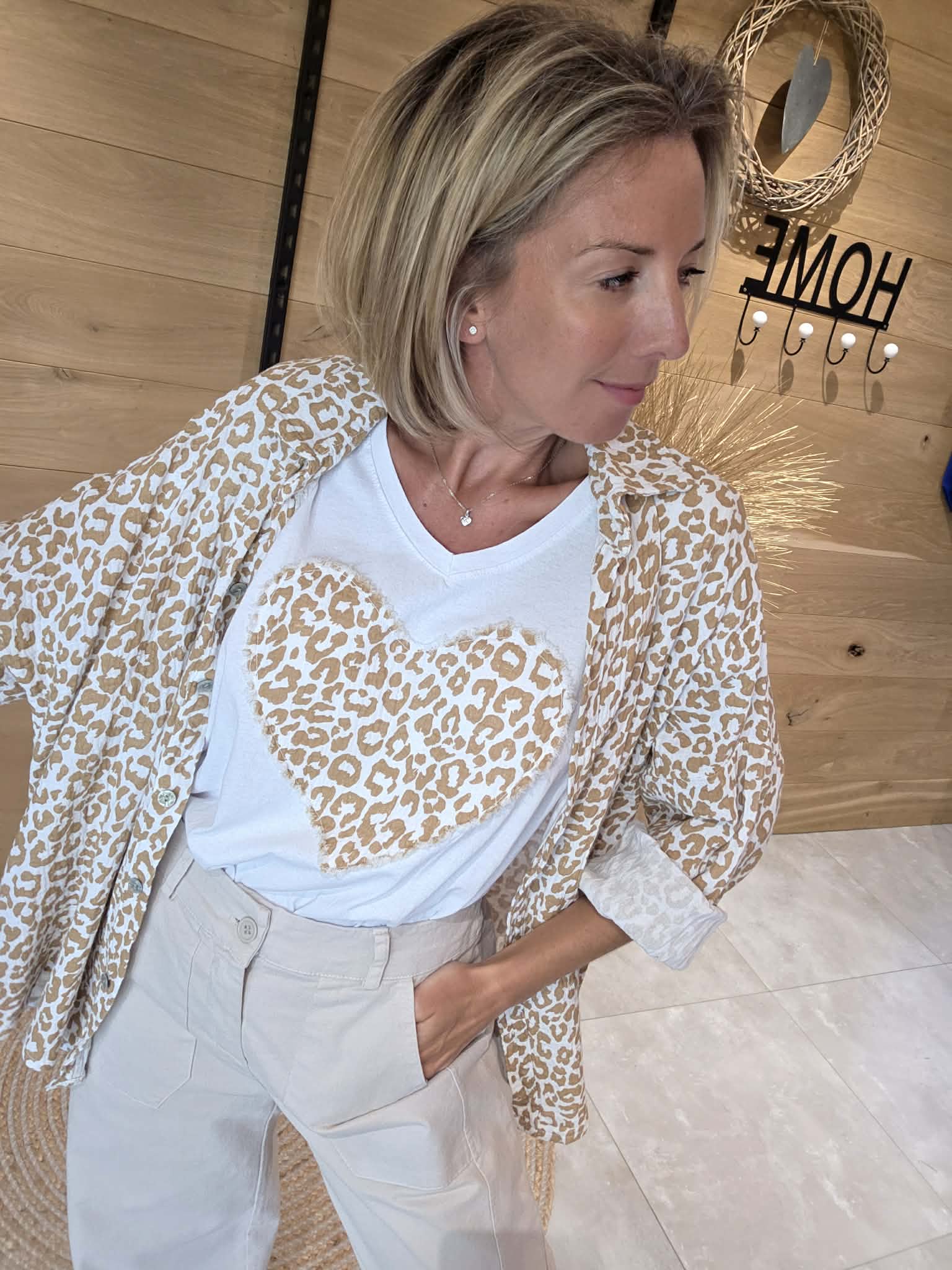 Chemise gaze de coton - Léopard Camel – Image 2