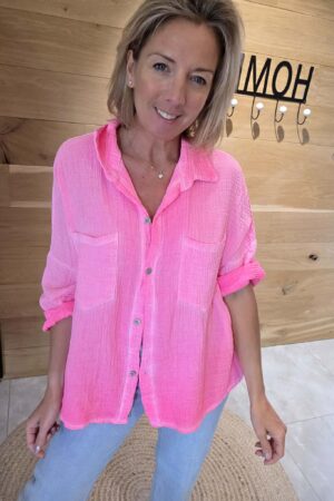 Chemise gaze de coton - Rose Flash