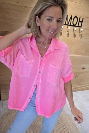 Chemise gaze de coton - Rose Flash