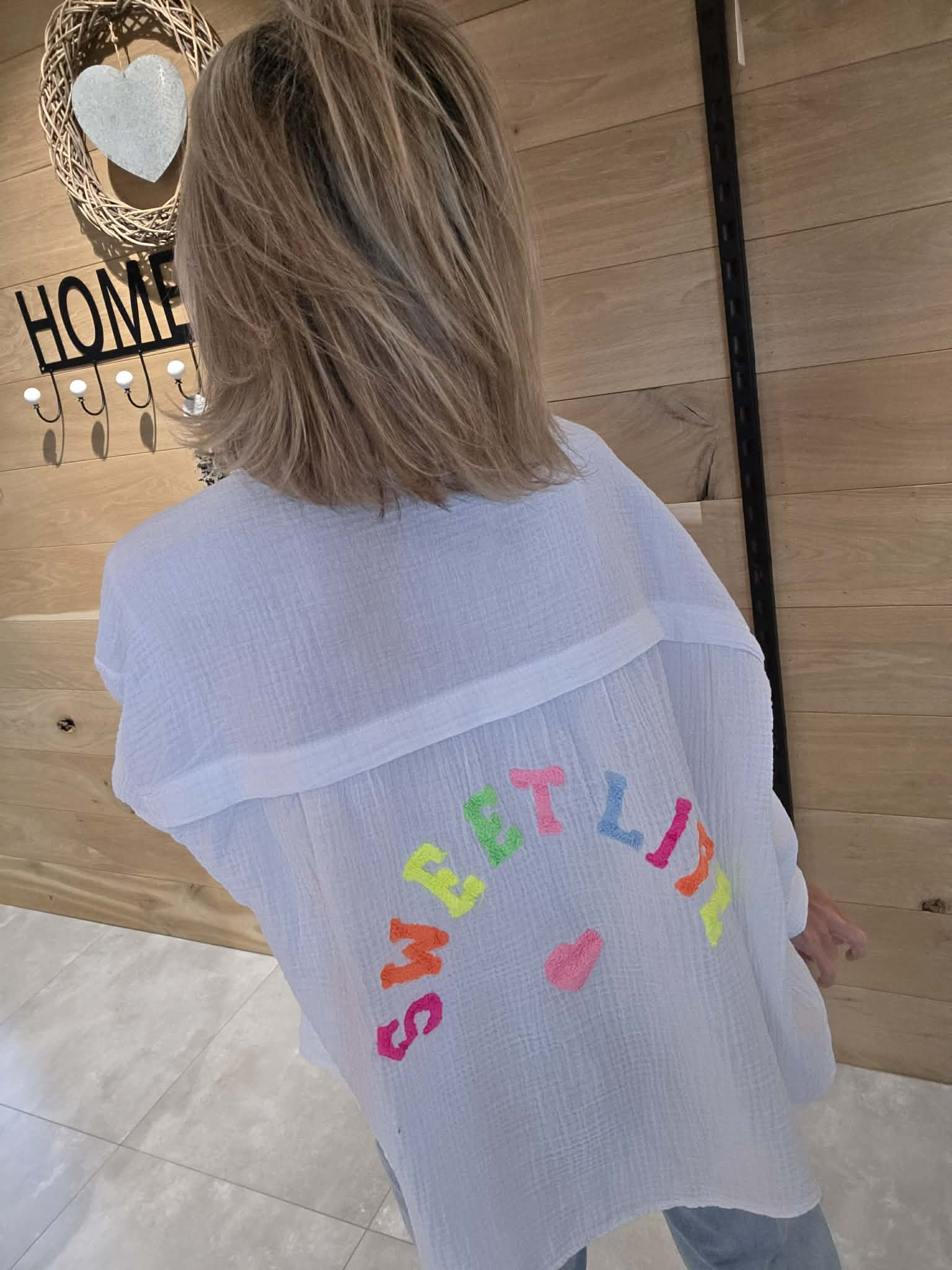Chemise gaze de coton - Sweet Life - Blanc