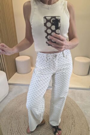 Pantalon à pois - Blanc