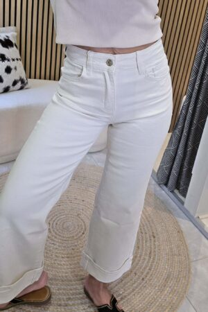 Pantalon 7/8 avec rebord - Beige