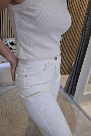 Pantalon à strass - Écru