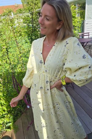 Robe gaze de coton imprimée - Jaune