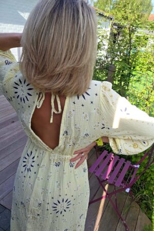 Robe gaze de coton imprimée - Jaune