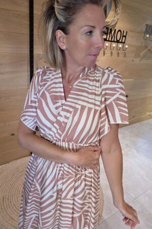 Robe Nelly - Vieux Rose/Écru