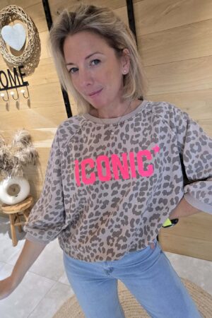 Sweat Léopard Iconic - Taupe