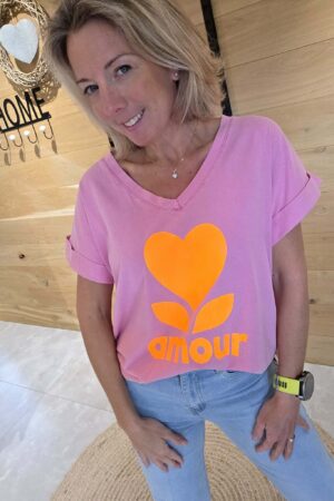 T-shirt amour - Rose/Orange