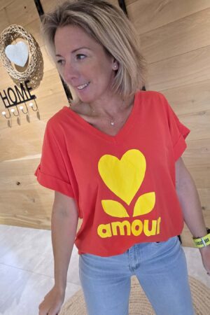 T-shirt amour - Orange/Jaune