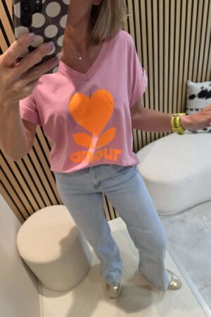 T-shirt amour - Rose/Orange