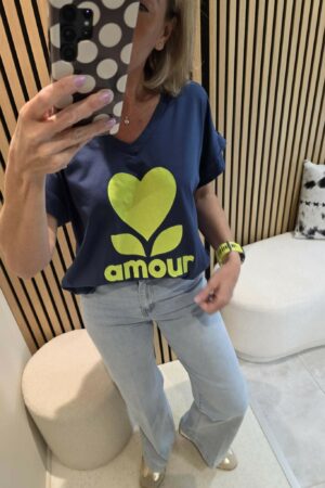 T-shirt amour - Marine/Vert