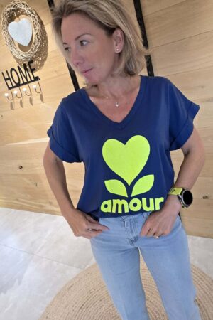 T-shirt amour - Marine/Vert