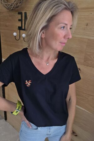 T-shirt Coeur/Léopard - Noir