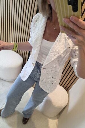 Blazer broderie + Top - Blanc