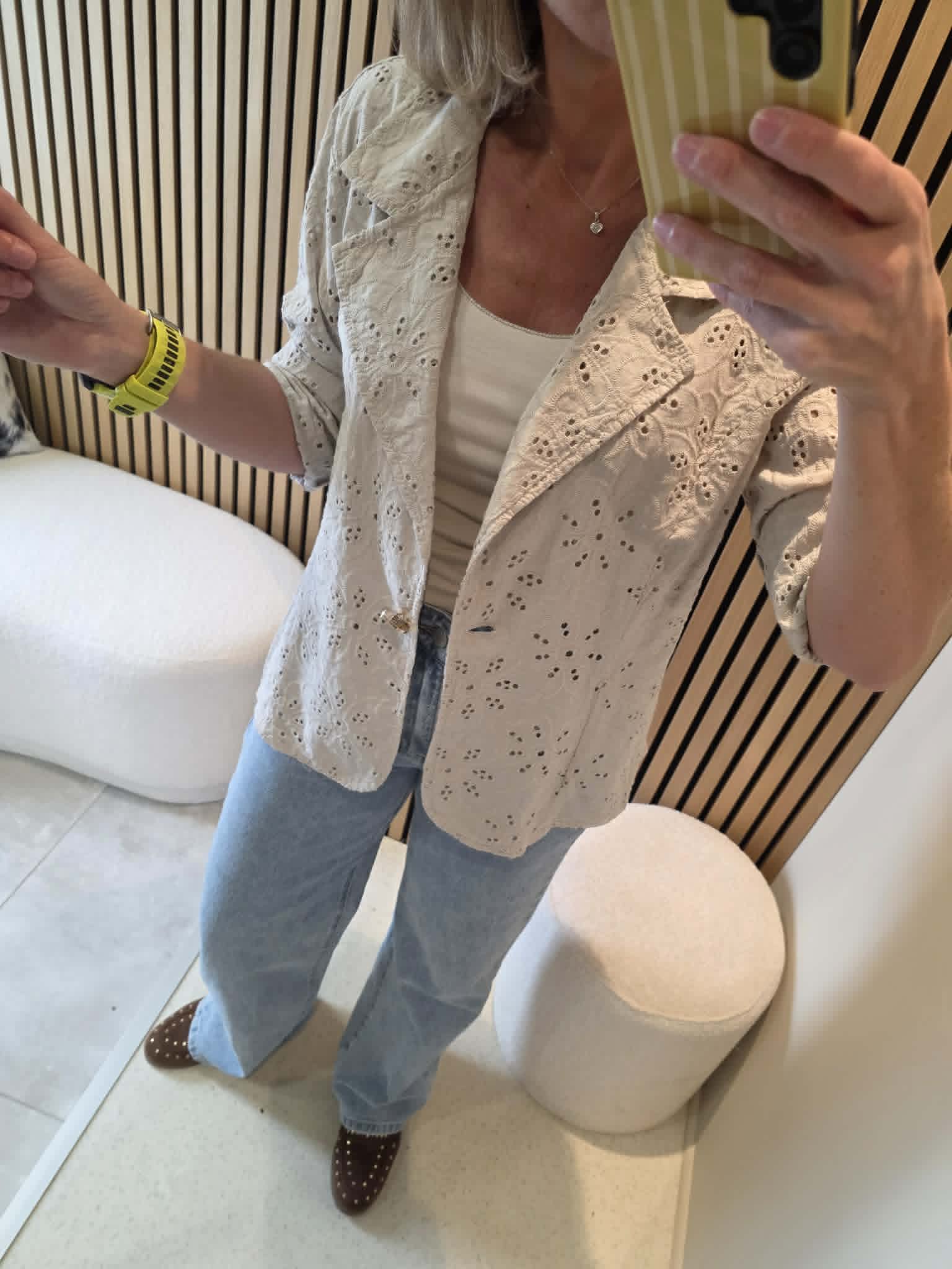 Blazer broderie + Top - Beige