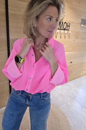 Chemisier gaze de coton - Rose Flash