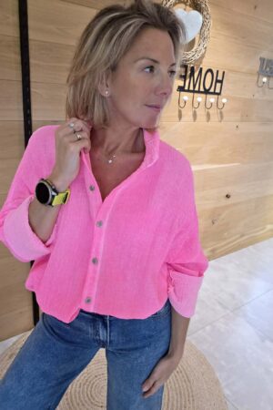 Chemisier gaze de coton - Rose Flash